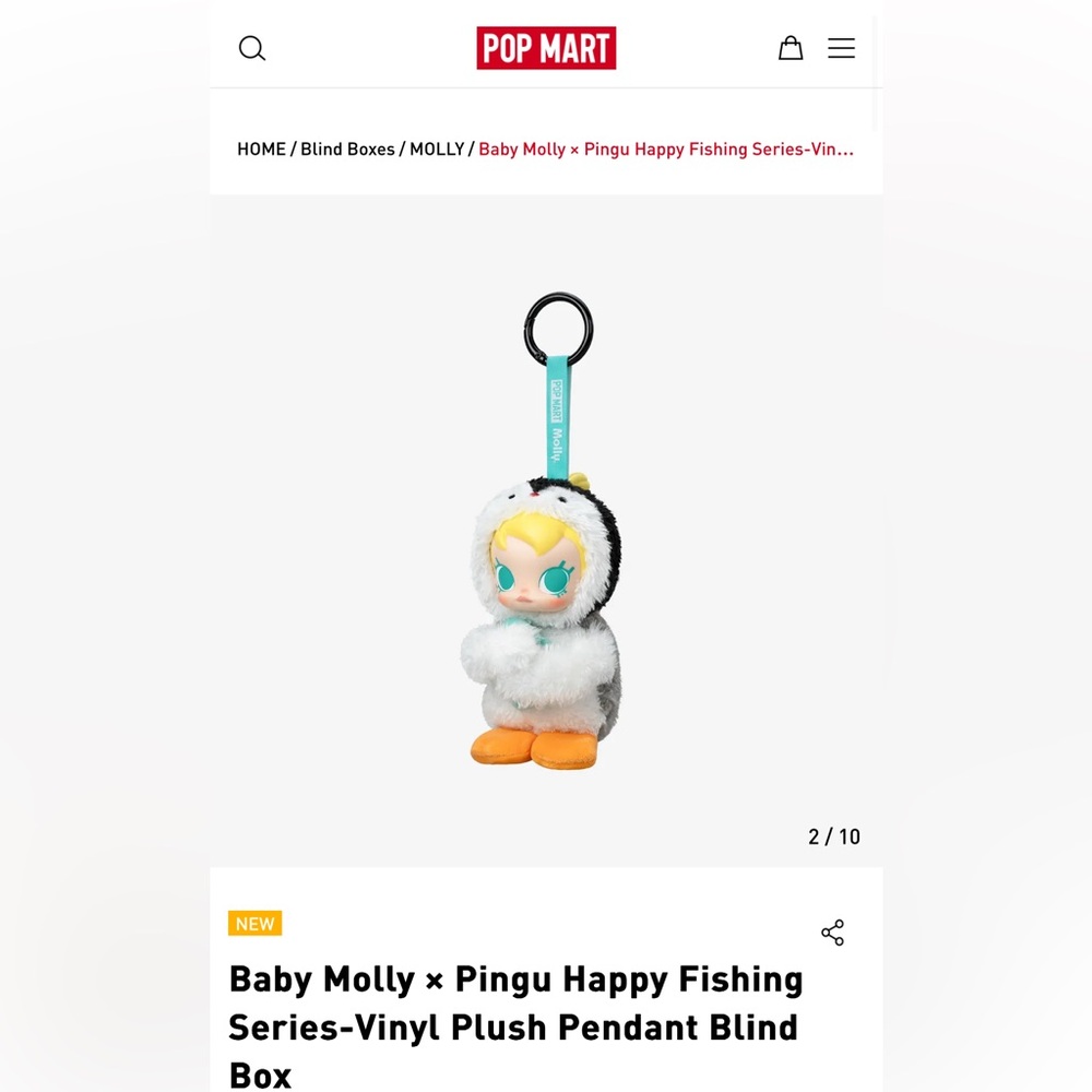 POP MART Baby Molly Pingu Plush Pendant